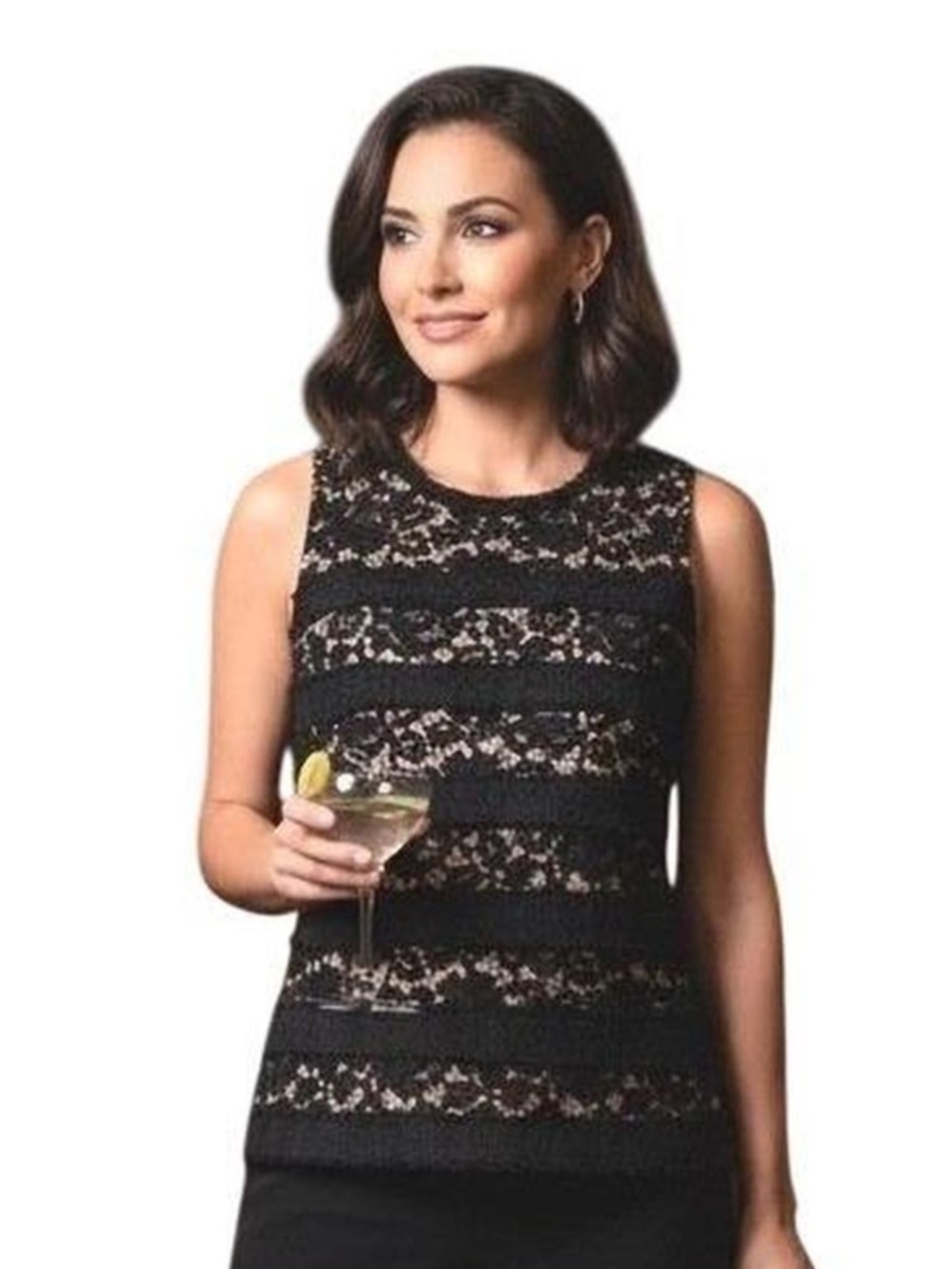 J. Crew Black Lace Stripe Sleeveless Camisole